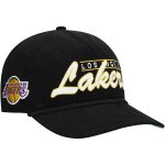 Official Los Angeles Lakers mens los angeles lakers 47 black double header sidepatch cord hitch adjustable hat | Lakers Shop