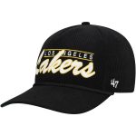 Official Los Angeles Lakers mens los angeles lakers 47 black double header sidepatch cord hitch adjustable hat | Lakers Shop