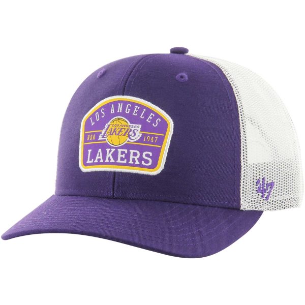 Official Los Angeles Lakers mens los angeles lakers 47 purple semi patch trucker adjustable hat | Lakers Shop
