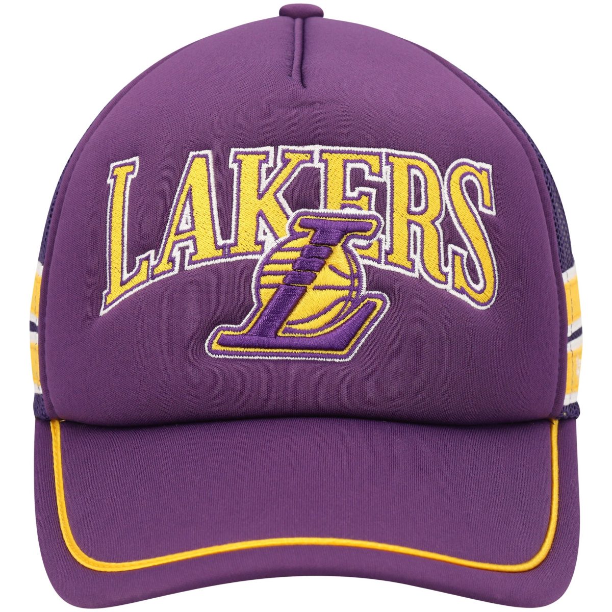 Official Los Angeles Lakers mens los angeles lakers 47 purple sidebrand stripes trucker adjustable hat | Lakers Shop
