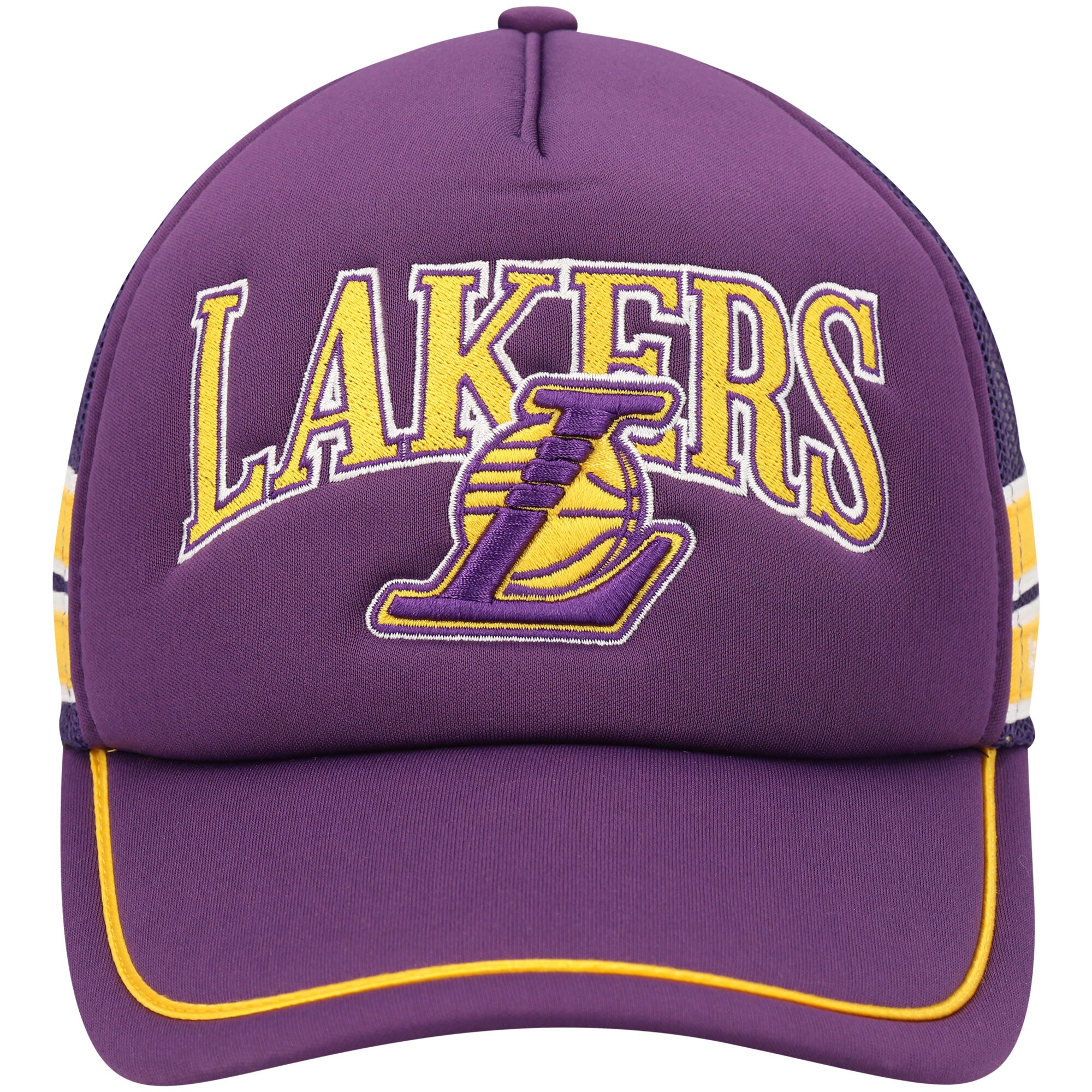 Official Los Angeles Lakers mens los angeles lakers 47 purple sidebrand stripes trucker adjustable hat | Lakers Shop