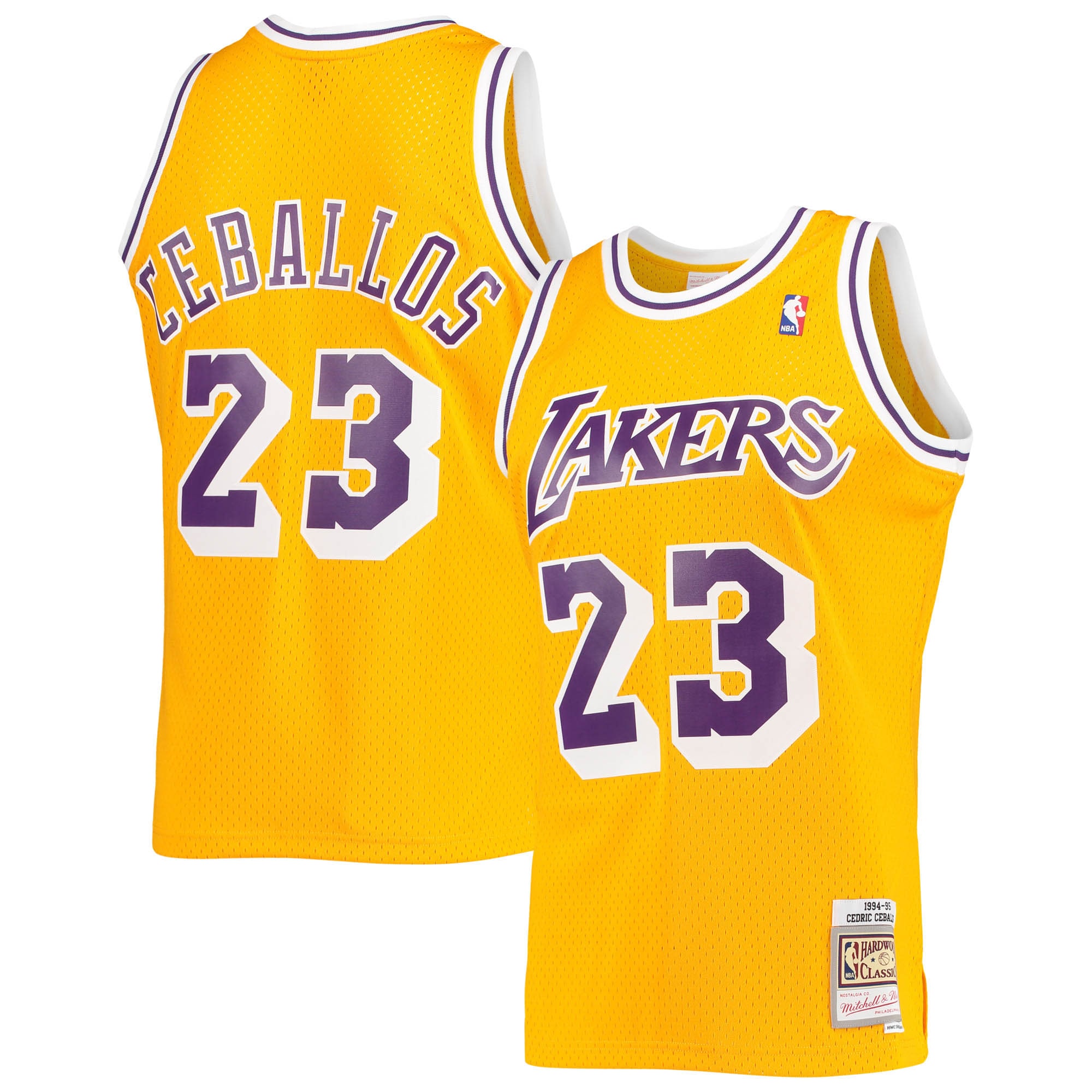Official Los Angeles Lakers mens los angeles lakers cedric ceballos mitchell  ness gold 199495 hardwood classics swingman jersey | Lakers Shop