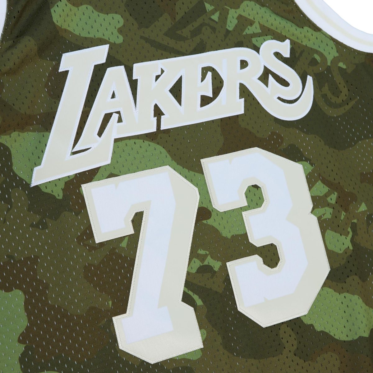 Official Los Angeles Lakers mens los angeles lakers dennis rodman mitchell  ness camo hardwood classics 199899 ghost green swingman jersey | Lakers Shop