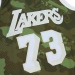 Official Los Angeles Lakers mens los angeles lakers dennis rodman mitchell  ness camo hardwood classics 199899 ghost green swingman jersey | Lakers Shop