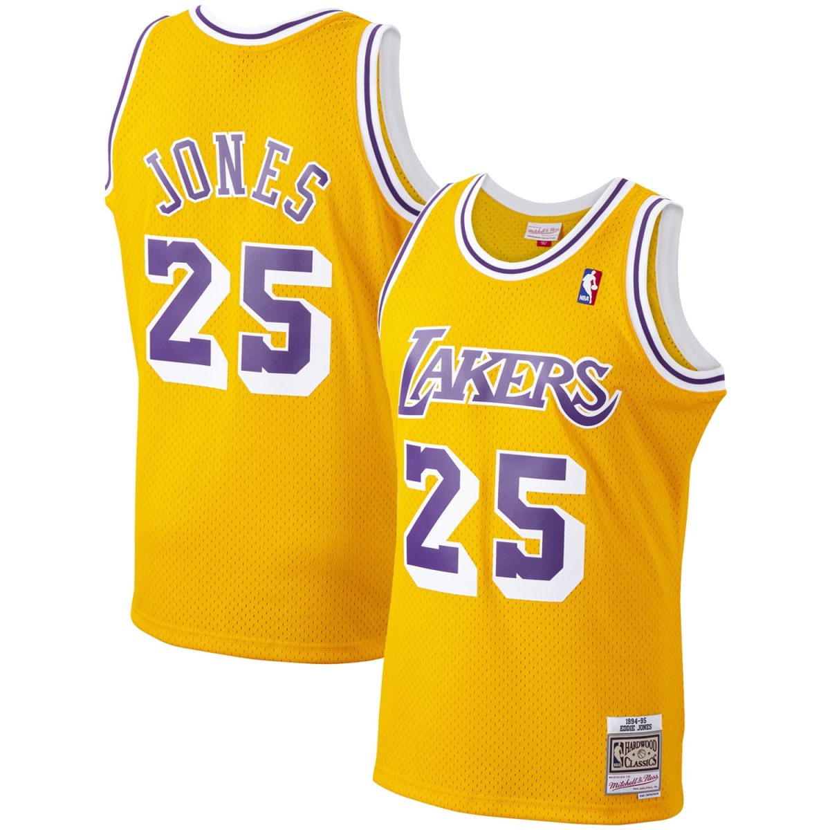 Official Los Angeles Lakers mens los angeles lakers ed jones mitchell  ness gold 199495 hardwood classics swingman jersey | Lakers Shop