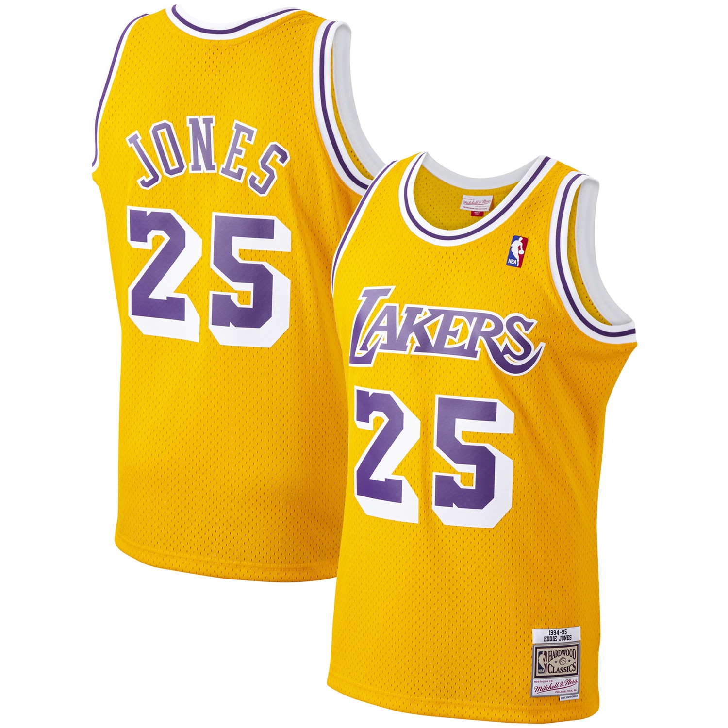 Official Los Angeles Lakers mens los angeles lakers ed jones mitchell  ness gold 199495 hardwood classics swingman jersey | Lakers Shop