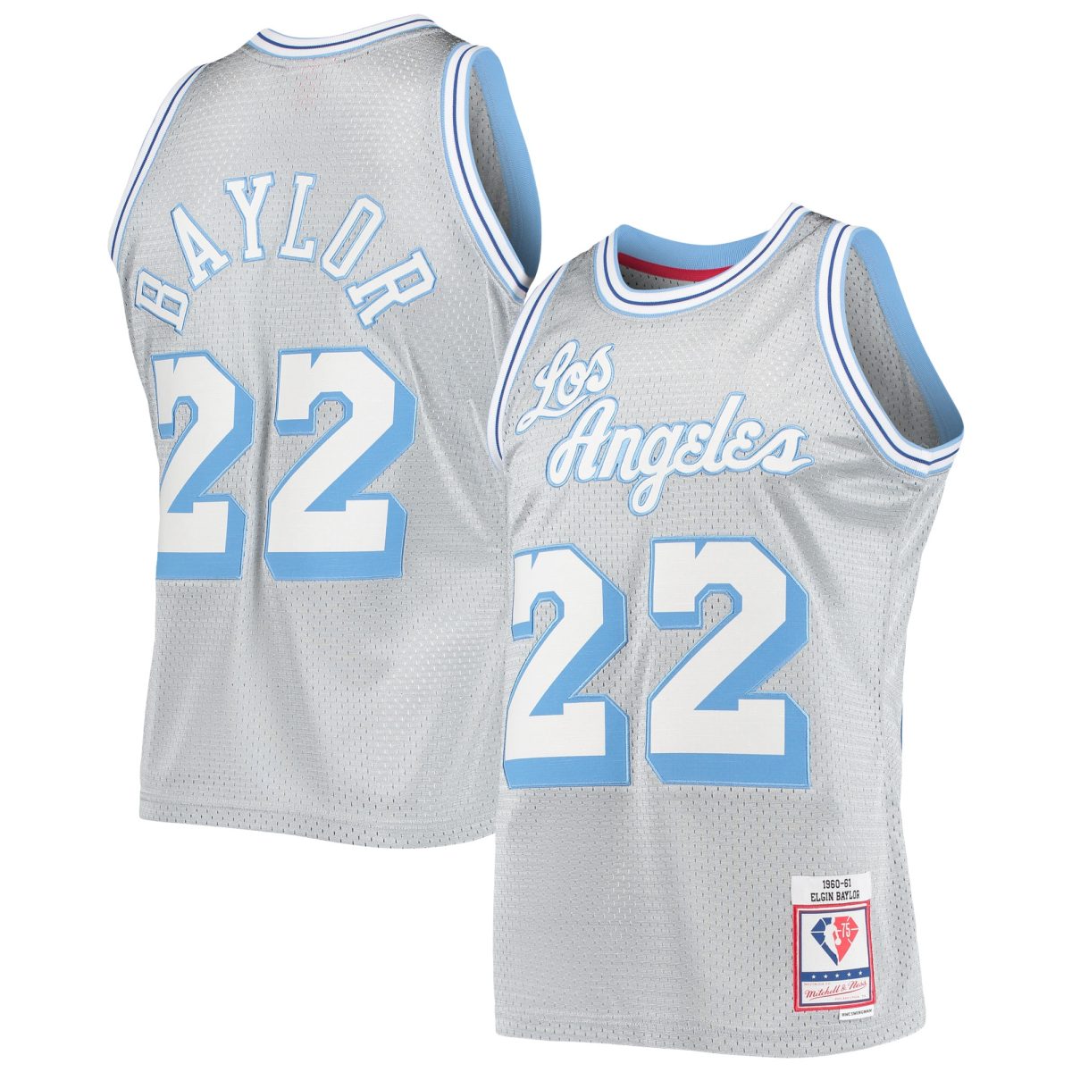 Official Los Angeles Lakers mens los angeles lakers elgin baylor silver mitchell  ness 75th anniversary 196061 hardwood classics swingman jersey | Lakers Shop