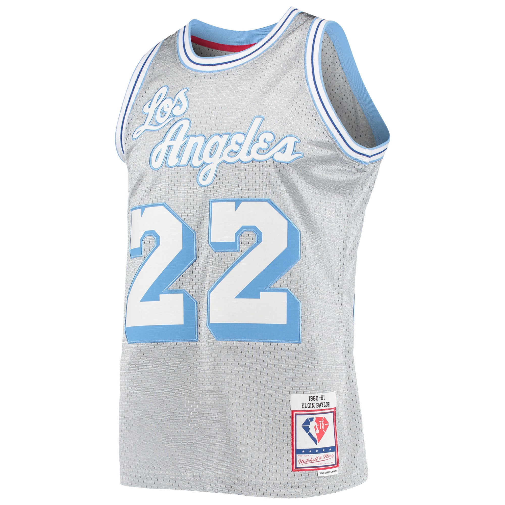 Official Los Angeles Lakers mens los angeles lakers elgin baylor silver mitchell  ness 75th anniversary 196061 hardwood classics swingman jersey | Lakers Shop