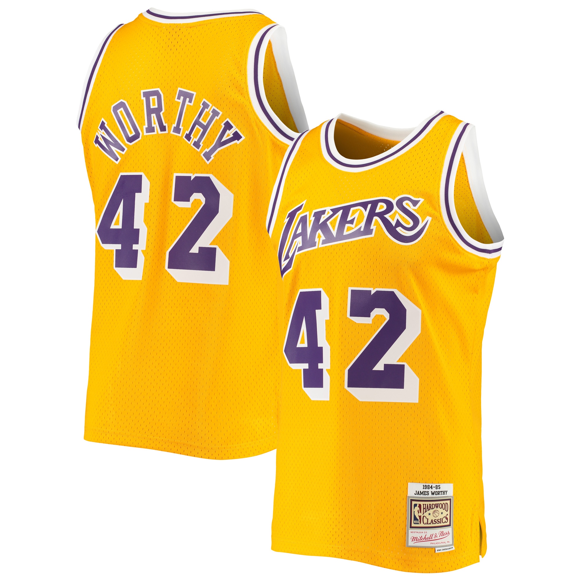 Official Los Angeles Lakers mens los angeles lakers james worthy mitchell  ness gold 198485 hardwood classics swingman jersey | Lakers Shop