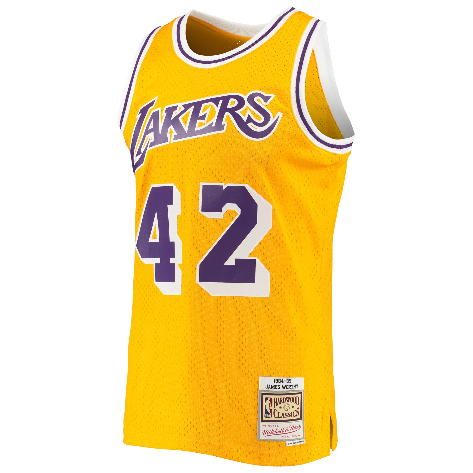 Official Los Angeles Lakers mens los angeles lakers james worthy mitchell  ness gold 198485 hardwood classics swingman jersey | Lakers Shop