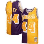 Official Los Angeles Lakers mens los angeles lakers jerry west mitchell  ness purplegold hardwood classics 197172 split swingman jersey | Lakers Shop