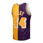 Official Los Angeles Lakers mens los angeles lakers jerry west mitchell  ness purplegold hardwood classics 197172 split swingman jersey | Lakers Shop