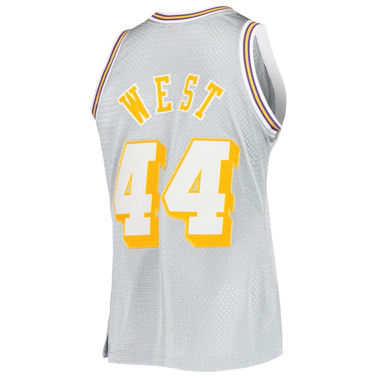 Official Los Angeles Lakers mens los angeles lakers jerry west silver mitchell  ness 75th anniversary 197172 hardwood classics swingman jersey | Lakers Shop
