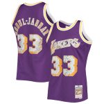 Official Los Angeles Lakers mens los angeles lakers kareem abdul-jabbar mitchell  ness purple 1996-97 hardwood classics nba 75th anniversary diamond swingman jersey | Lakers Shop