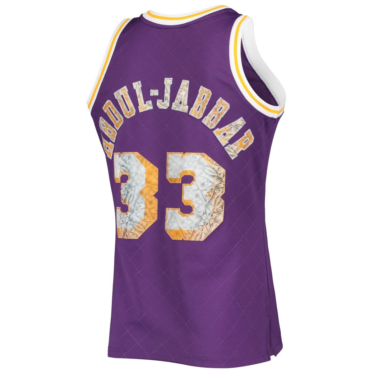 Official Los Angeles Lakers mens los angeles lakers kareem abdul-jabbar mitchell  ness purple 1996-97 hardwood classics nba 75th anniversary diamond swingman jersey | Lakers Shop