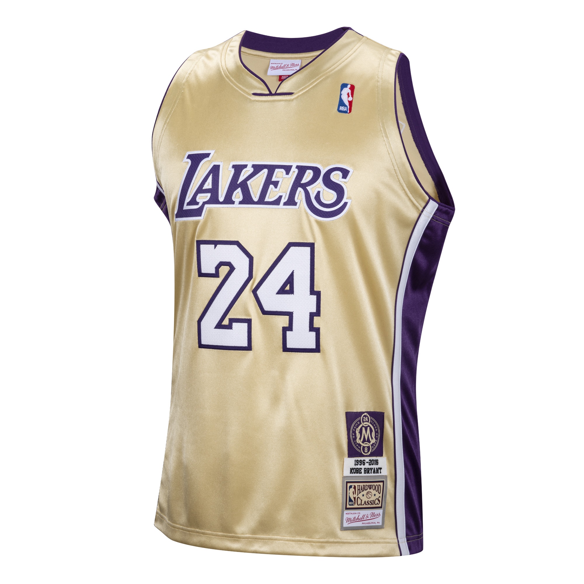 Official Los Angeles Lakers mens los angeles lakers kobe bryant mitchell  ness gold hall of fame class of 2020 24 authentic hardwood classics jersey | Lakers Shop