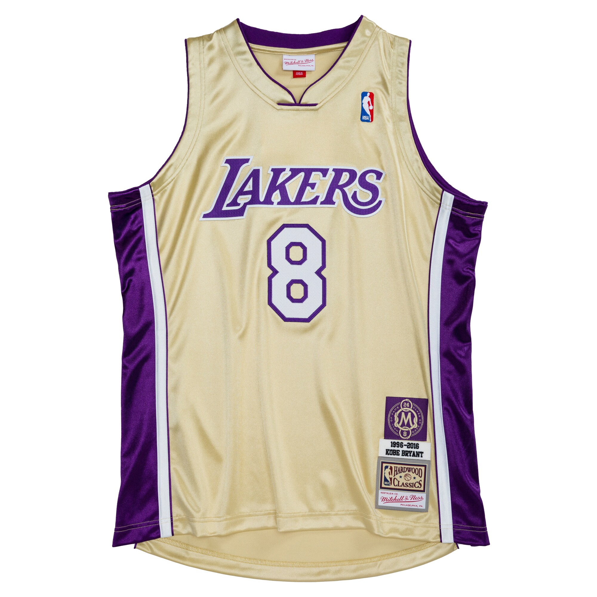 Official Los Angeles Lakers mens los angeles lakers kobe bryant mitchell  ness gold hall of fame class of 2020 8 authentic jersey | Lakers Shop