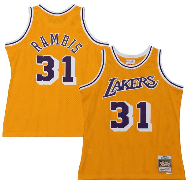 Official Los Angeles Lakers mens los angeles lakers kurt rambis mitchell  ness gold 198485 swingman jersey | Lakers Shop
