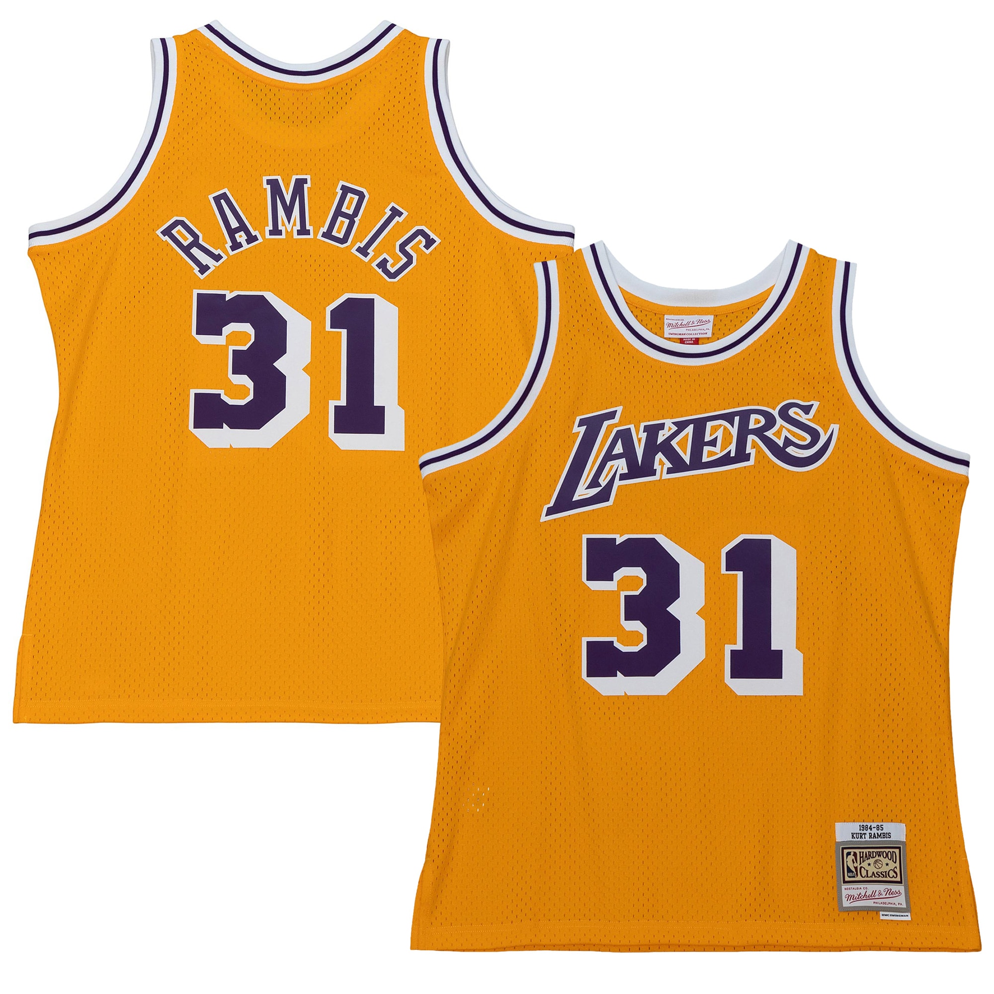 Official Los Angeles Lakers mens los angeles lakers kurt rambis mitchell  ness gold 198485 swingman jersey | Lakers Shop