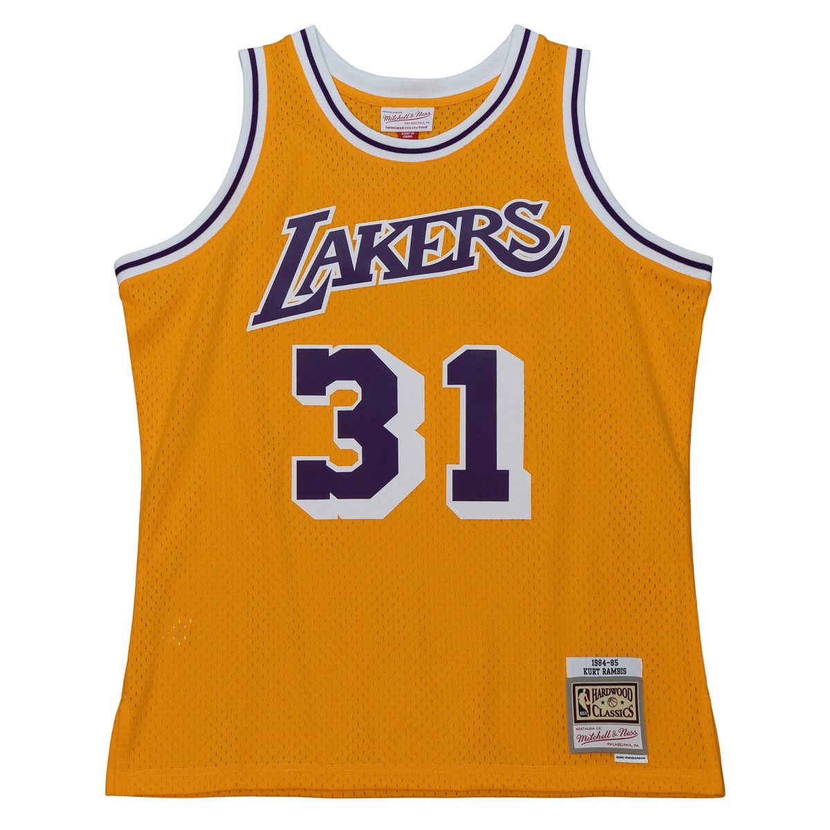 Official Los Angeles Lakers mens los angeles lakers kurt rambis mitchell  ness gold 198485 swingman jersey | Lakers Shop