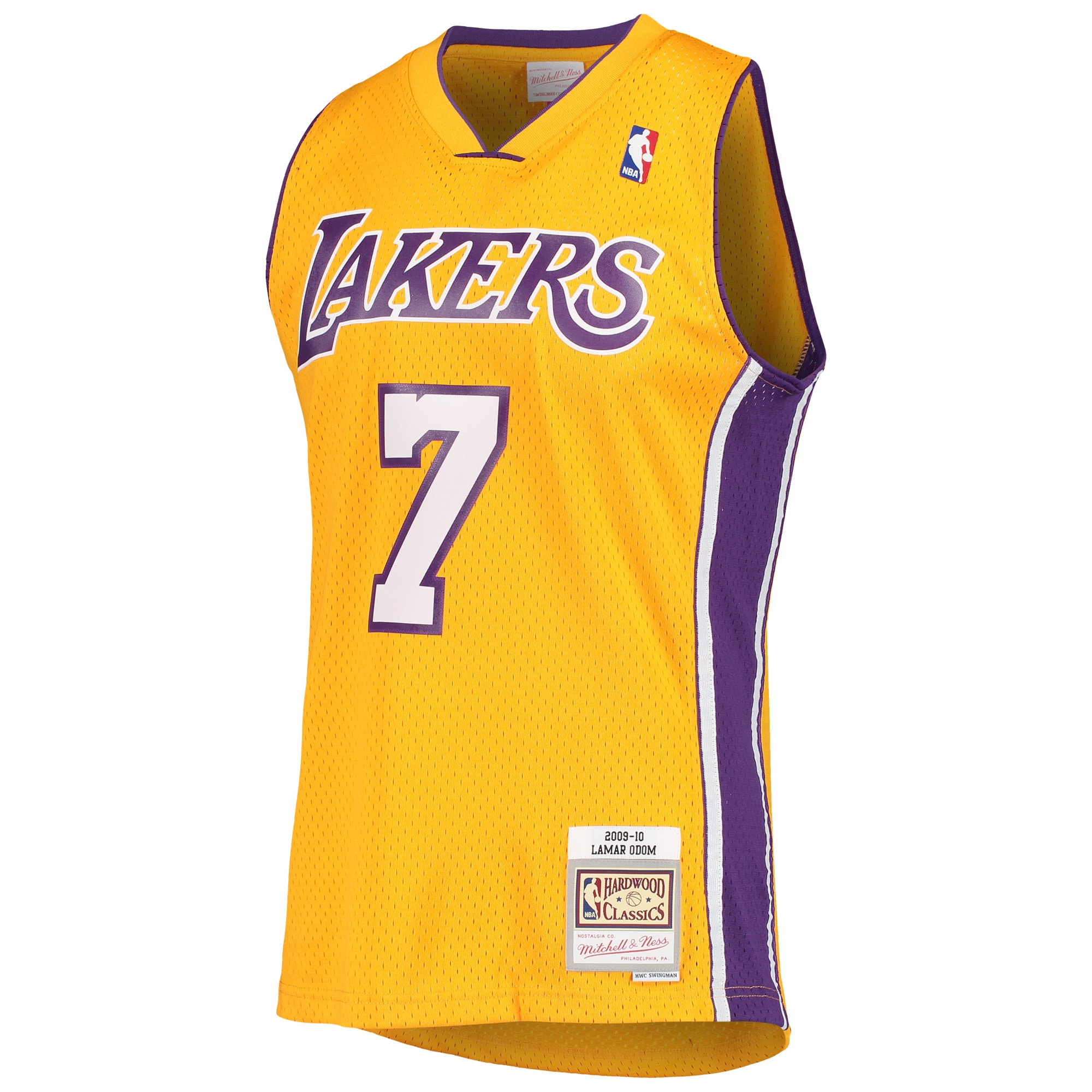 Official Los Angeles Lakers mens los angeles lakers lamar odom mitchell  ness gold 200910 hardwood classics swingman jersey | Lakers Shop