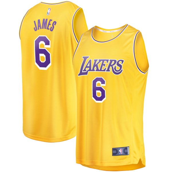 Official Los Angeles Lakers mens los angeles lakers lebron james fanatics gold 202122 fast break replica jersey – icon edition | Lakers Shop