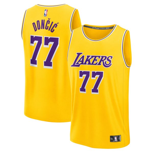 Official Los Angeles Lakers mens los angeles lakers luka dončić fanatics gold fast break replica player jersey – icon edition | Lakers Shop