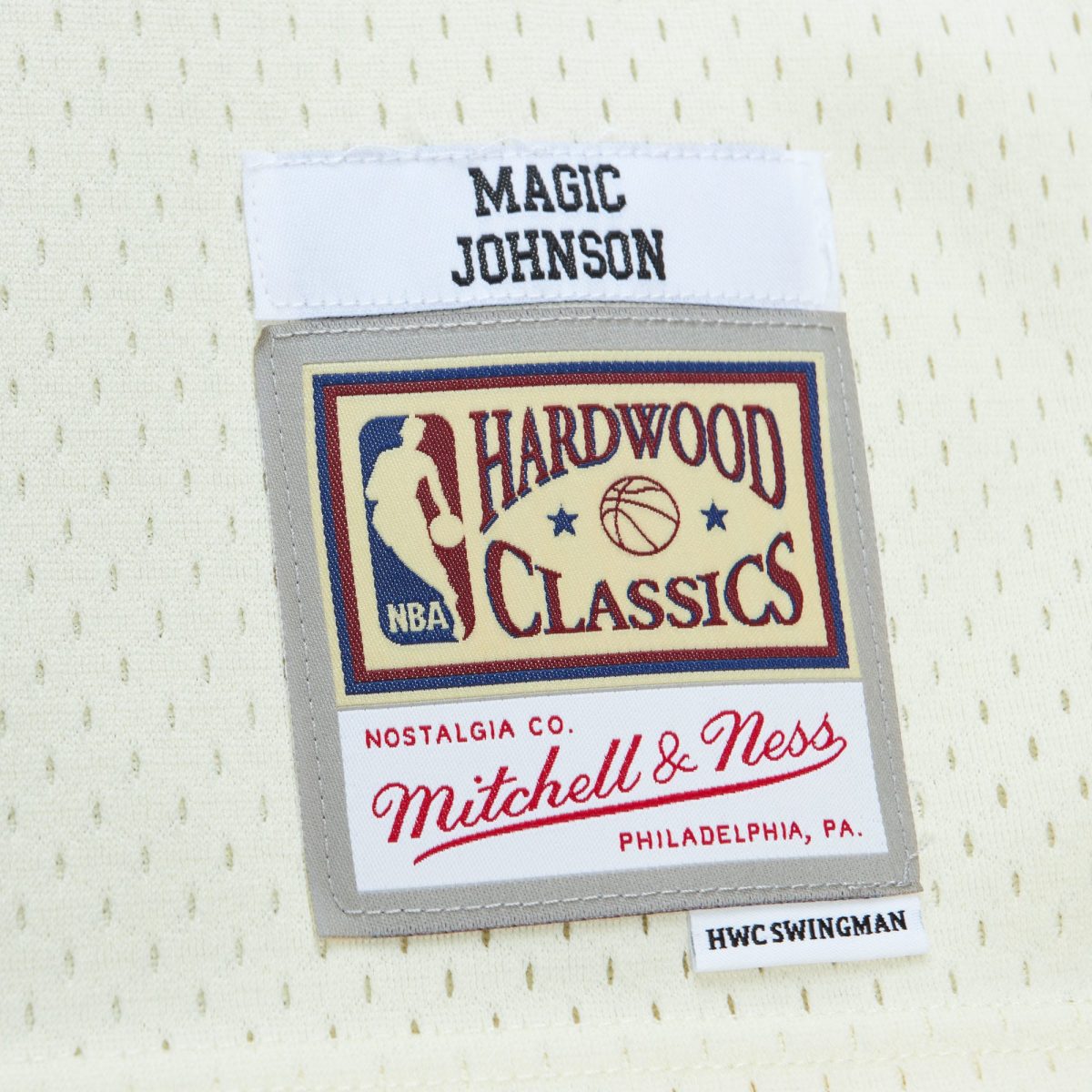 Official Los Angeles Lakers mens los angeles lakers magic johnson mitchell  ness cream chainstitch swingman jersey | Lakers Shop