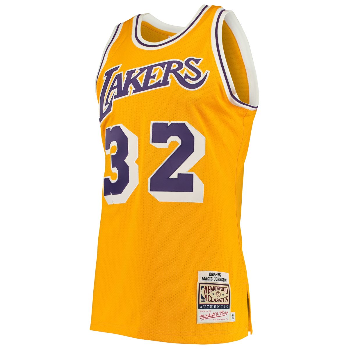 Official Los Angeles Lakers mens los angeles lakers magic johnson mitchell  ness gold 198485 hardwood classics authentic jersey | Lakers Shop