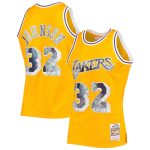 Official Los Angeles Lakers mens los angeles lakers magic johnson mitchell  ness gold 198485 hardwood classics nba 75th anniversary diamond swingman jersey | Lakers Shop
