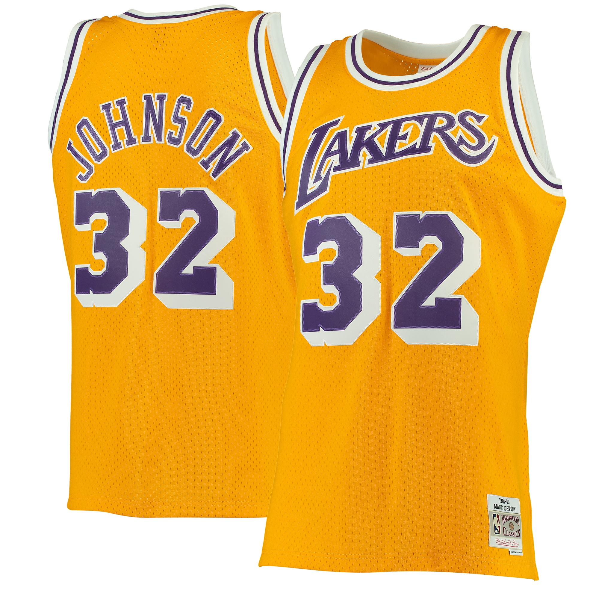 Official Los Angeles Lakers mens los angeles lakers magic johnson mitchell  ness gold 198485 hardwood classics swingman jersey | Lakers Shop
