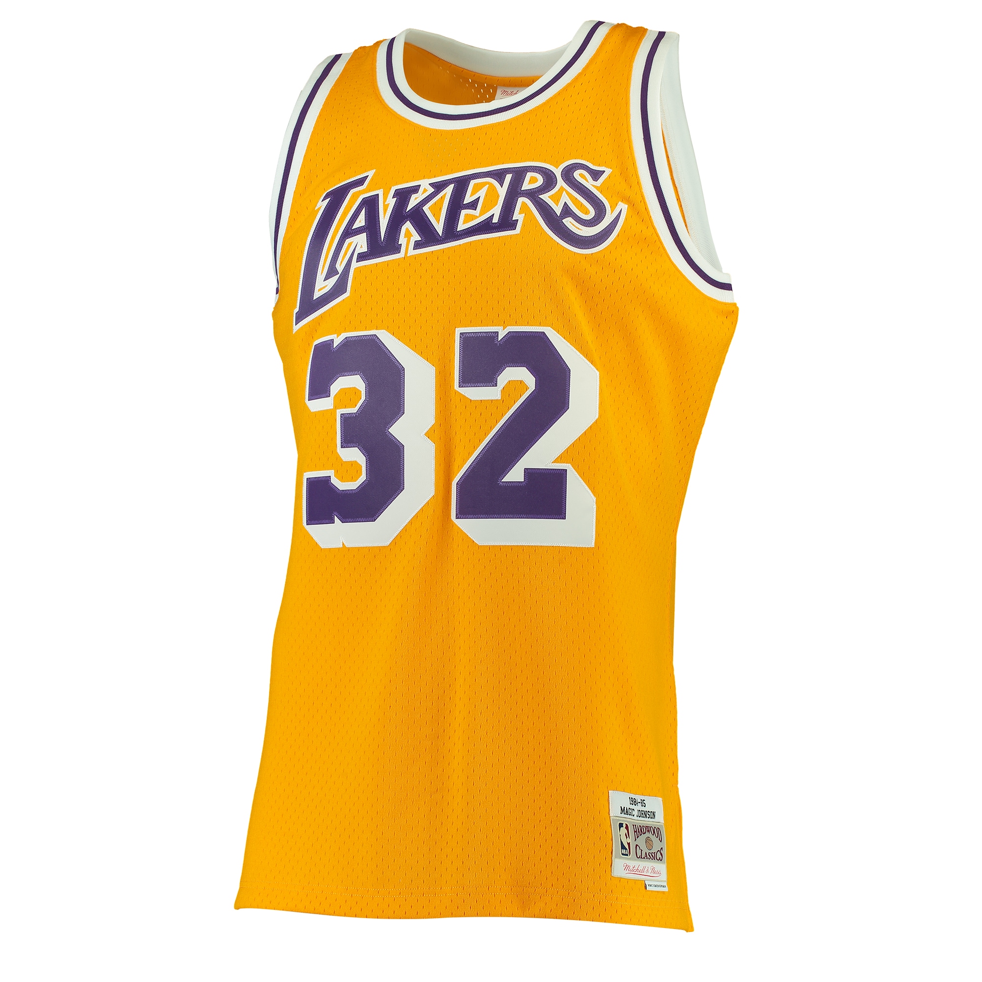 Official Los Angeles Lakers mens los angeles lakers magic johnson mitchell  ness gold 198485 hardwood classics swingman jersey | Lakers Shop