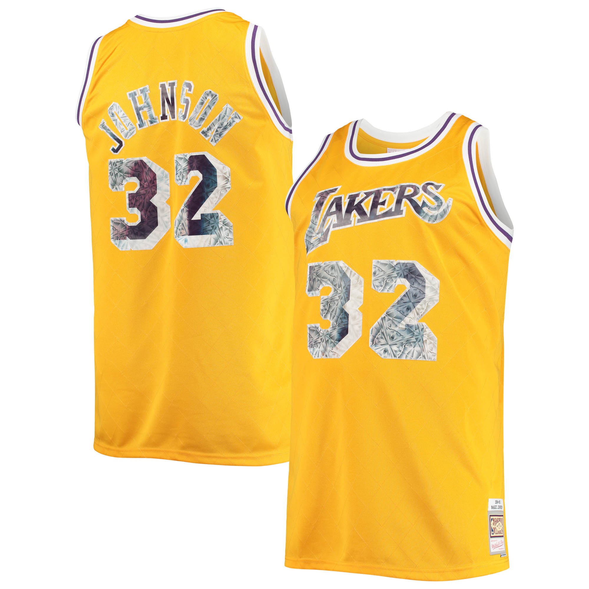 Official Los Angeles Lakers mens los angeles lakers magic johnson mitchell  ness gold big  tall 198485 nba 75th anniversary diamond swingman jersey | Lakers Shop