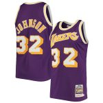 Official Los Angeles Lakers mens los angeles lakers magic johnson mitchell  ness purple 198485 hardwood classics authentic jersey | Lakers Shop