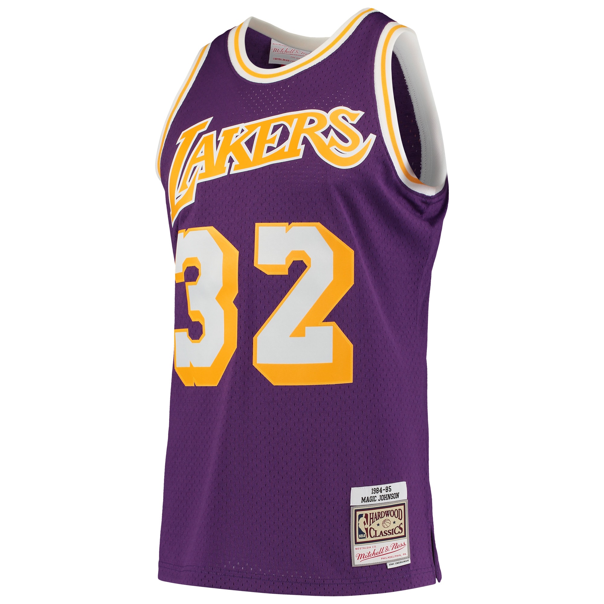 Official Los Angeles Lakers mens los angeles lakers magic johnson mitchell  ness purple 198485 hardwood classics swingman jersey | Lakers Shop