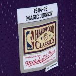 Official Los Angeles Lakers mens los angeles lakers magic johnson mitchell  ness purpleblack 198485 hardwood classics fadeaway swingman player jersey | Lakers Shop