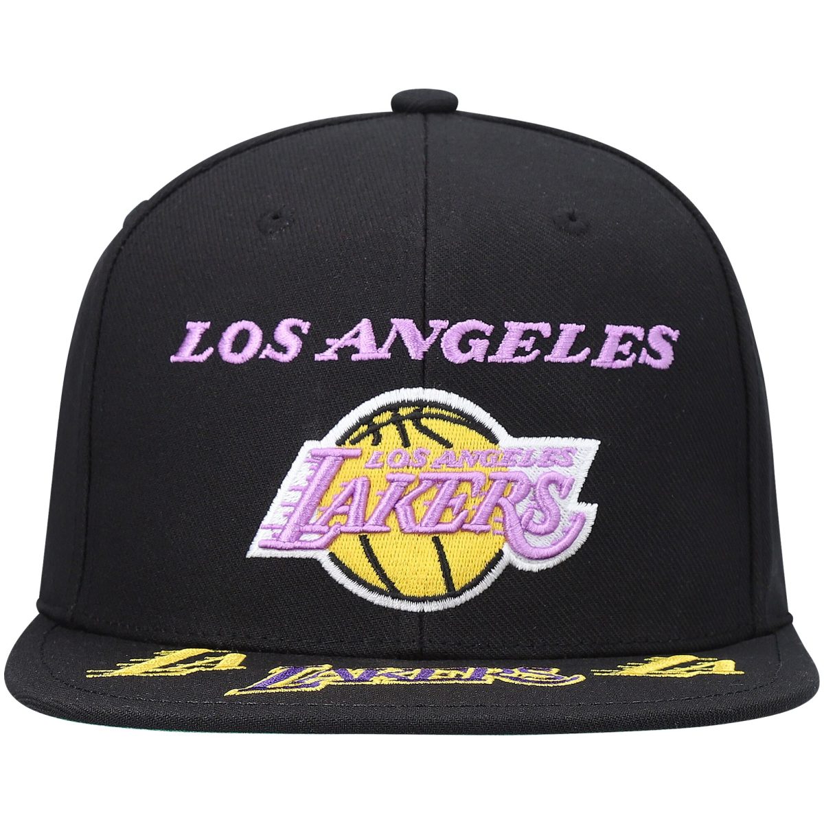 Official Los Angeles Lakers mens los angeles lakers mitchell  ness black hardwood classics front loaded snapback hat | Lakers Shop