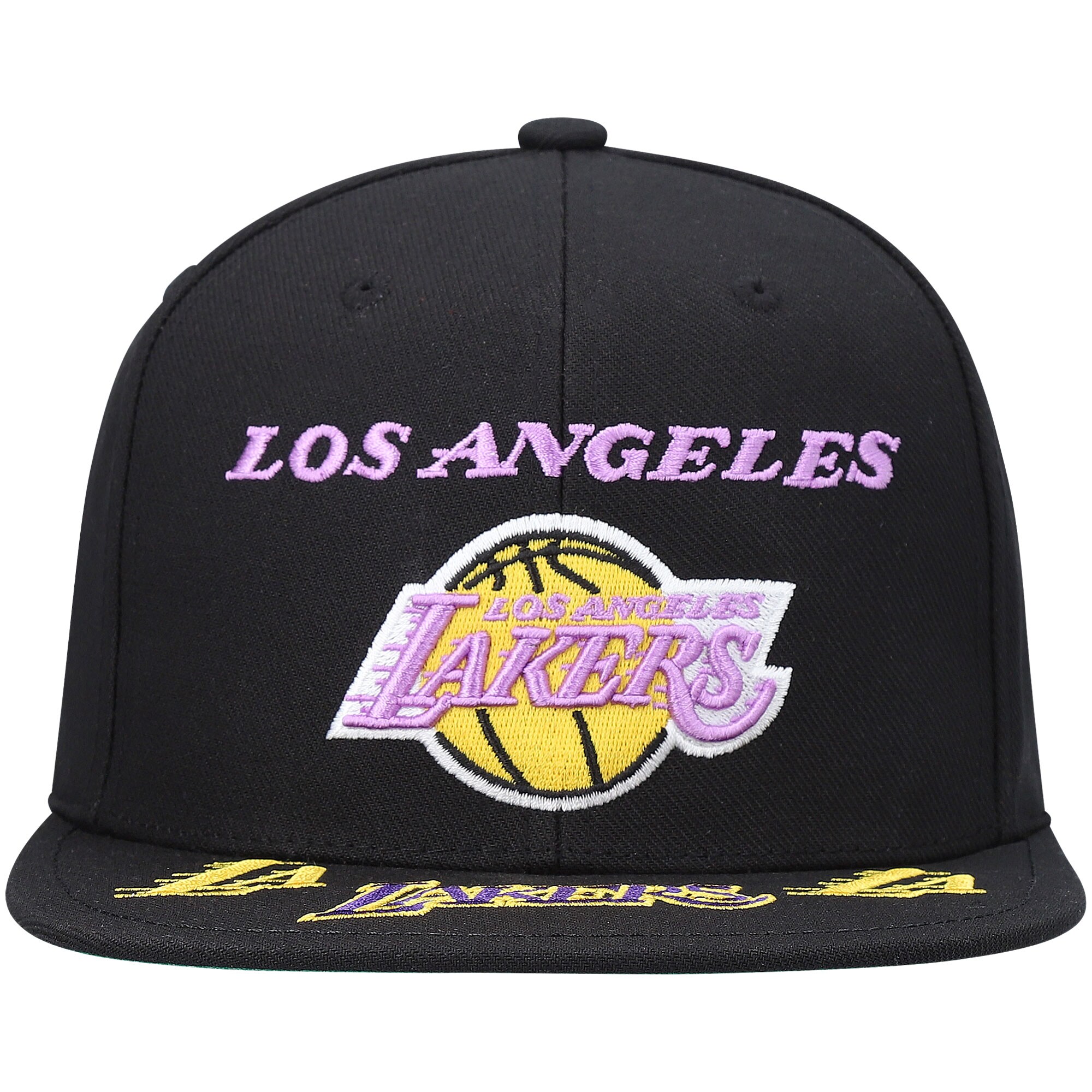 Official Los Angeles Lakers mens los angeles lakers mitchell  ness black hardwood classics front loaded snapback hat | Lakers Shop