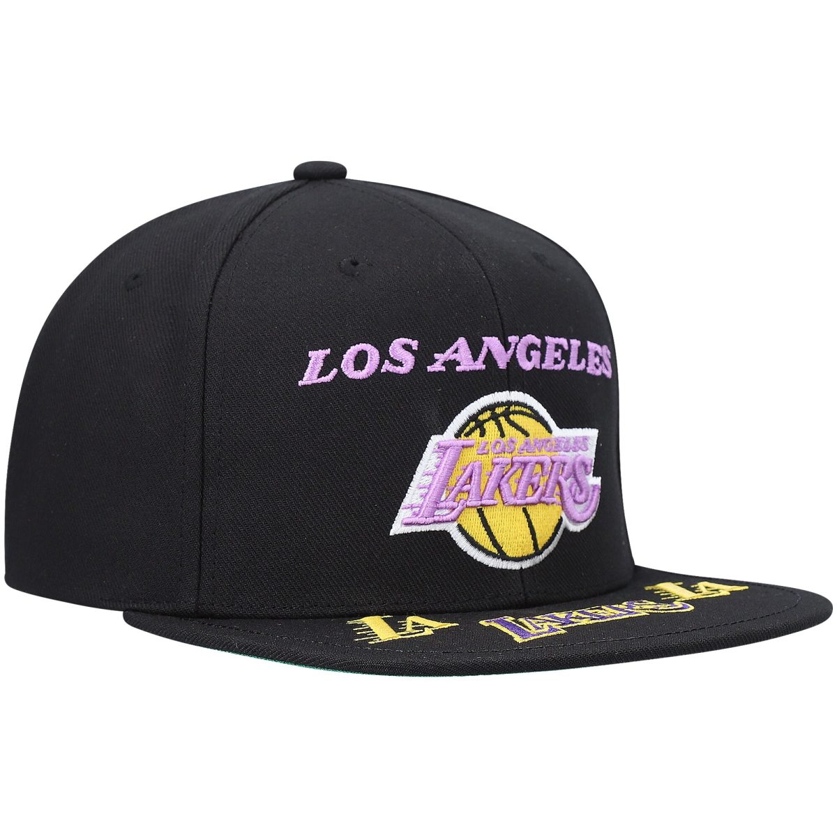 Official Los Angeles Lakers mens los angeles lakers mitchell  ness black hardwood classics front loaded snapback hat | Lakers Shop