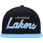 Official Los Angeles Lakers mens los angeles lakers mitchell  ness black hardwood classics mvp team script 2.0 snapback hat | Lakers Shop