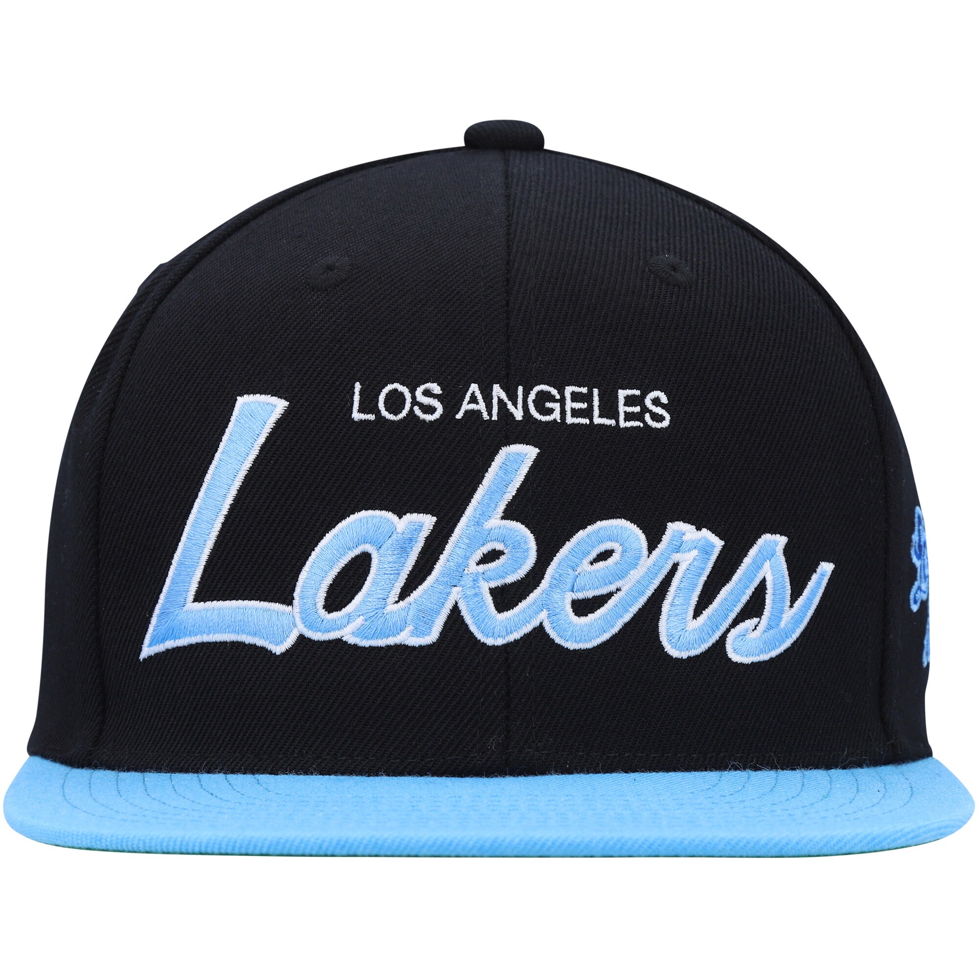 Official Los Angeles Lakers mens los angeles lakers mitchell  ness black hardwood classics mvp team script 2.0 snapback hat | Lakers Shop