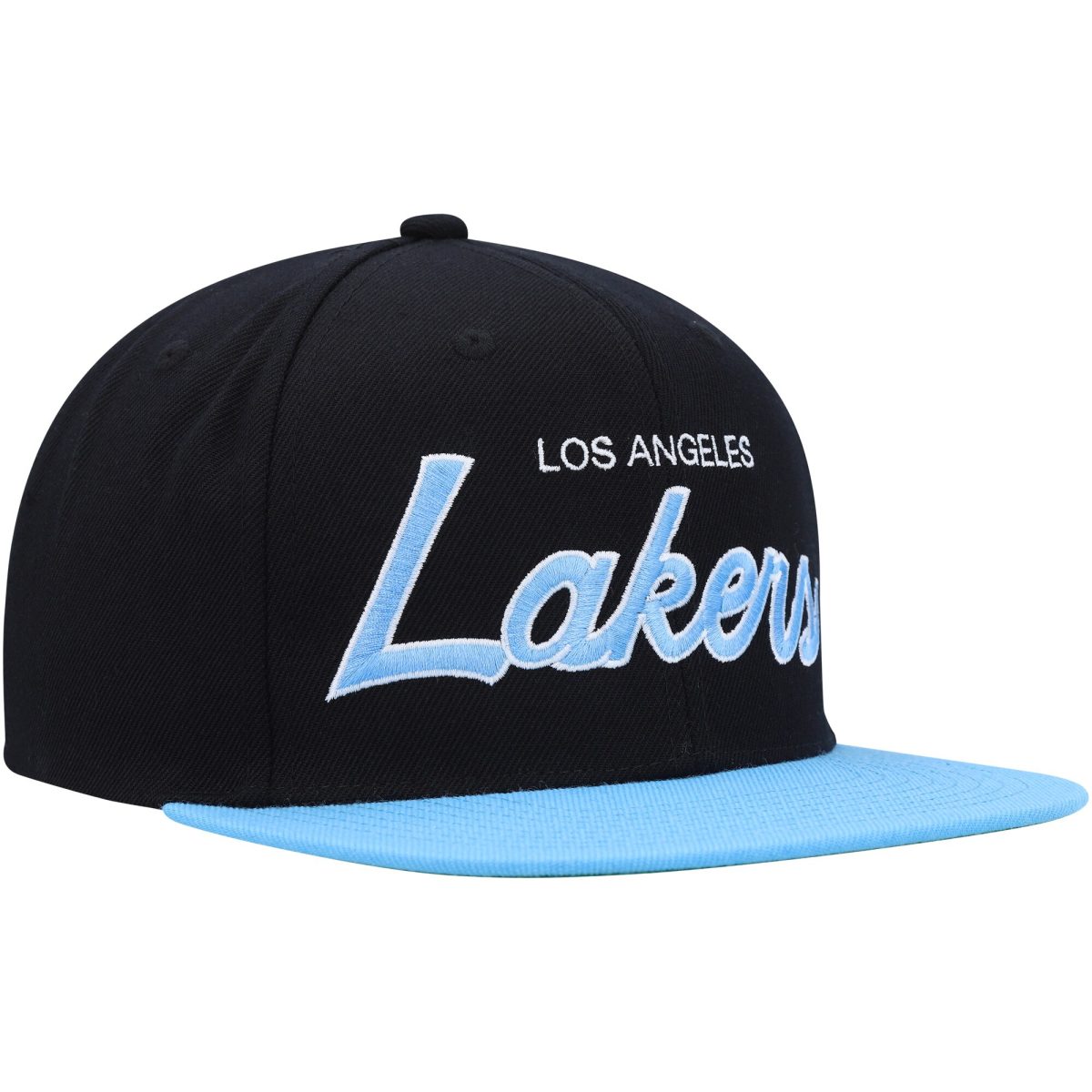 Official Los Angeles Lakers mens los angeles lakers mitchell  ness black hardwood classics mvp team script 2.0 snapback hat | Lakers Shop