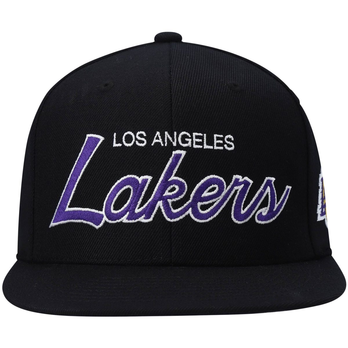 Official Los Angeles Lakers mens los angeles lakers mitchell  ness black hardwood classics script 2.0 snapback hat | Lakers Shop