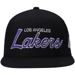 Official Los Angeles Lakers mens los angeles lakers mitchell  ness black hardwood classics script 2.0 snapback hat | Lakers Shop