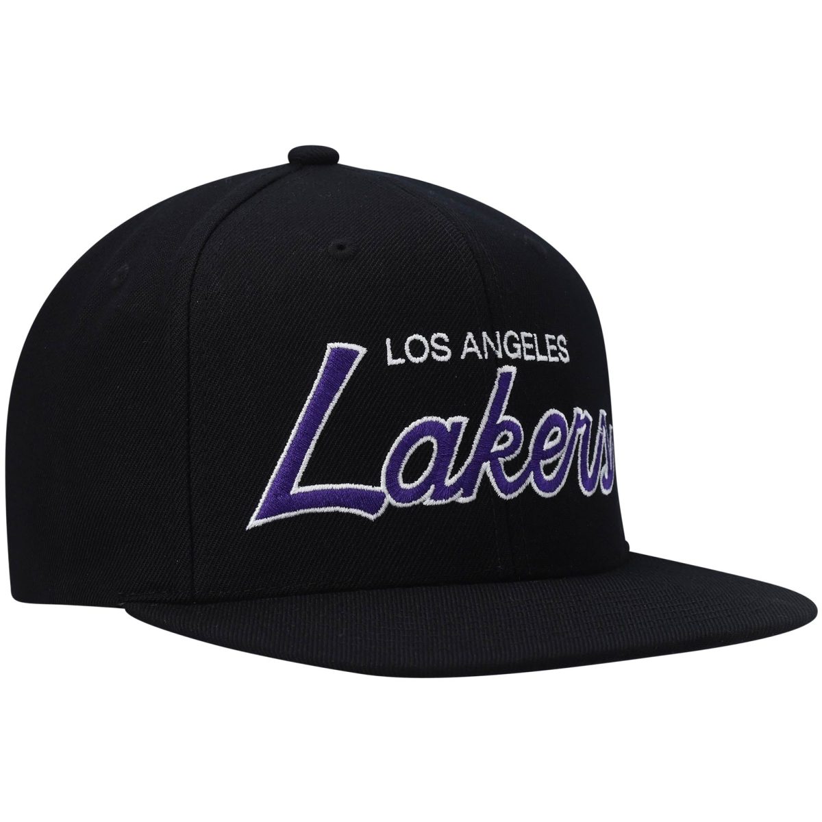 Official Los Angeles Lakers mens los angeles lakers mitchell  ness black hardwood classics script 2.0 snapback hat | Lakers Shop