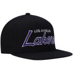 Official Los Angeles Lakers mens los angeles lakers mitchell  ness black hardwood classics script 2.0 snapback hat | Lakers Shop