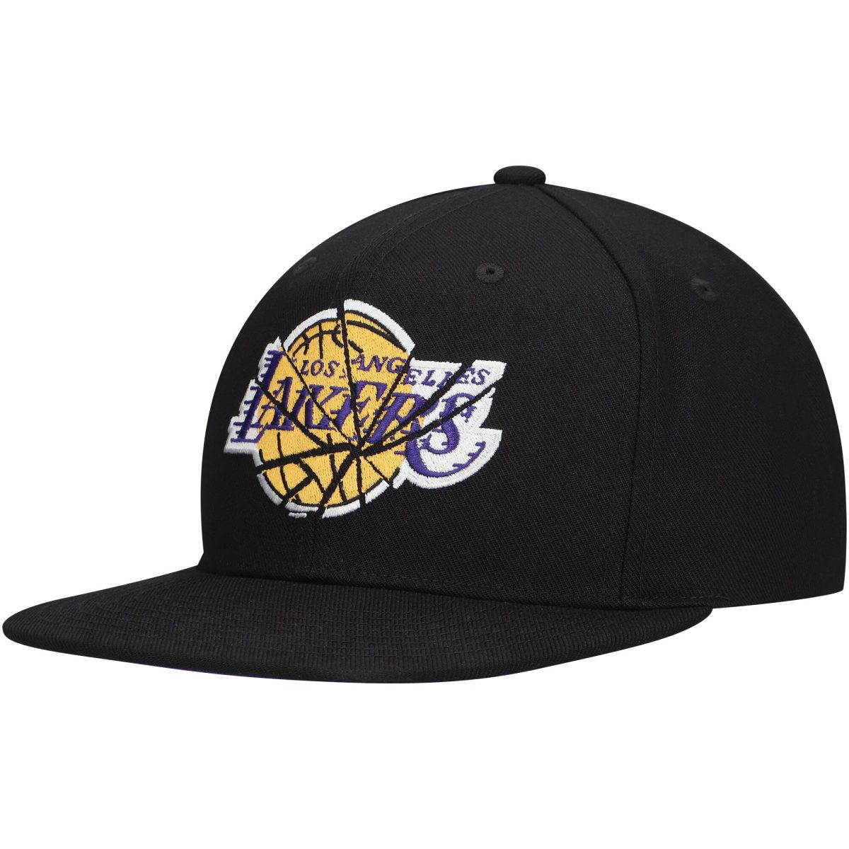 Official Los Angeles Lakers mens los angeles lakers mitchell  ness black shattered snapback hat | Lakers Shop