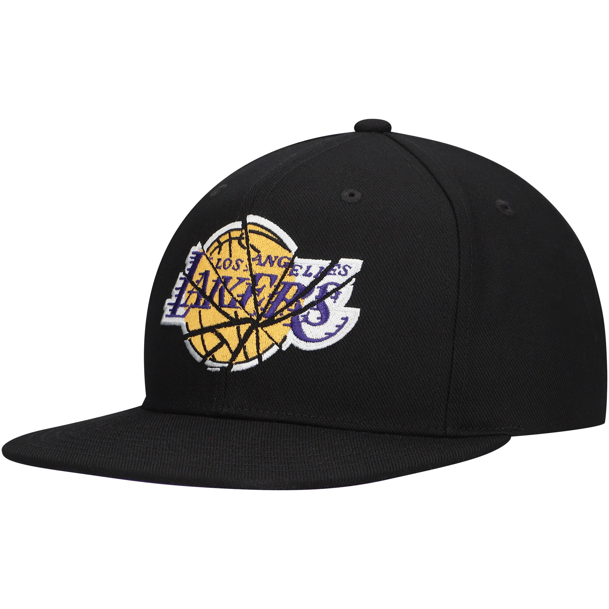 Official Los Angeles Lakers mens los angeles lakers mitchell  ness black shattered snapback hat | Lakers Shop