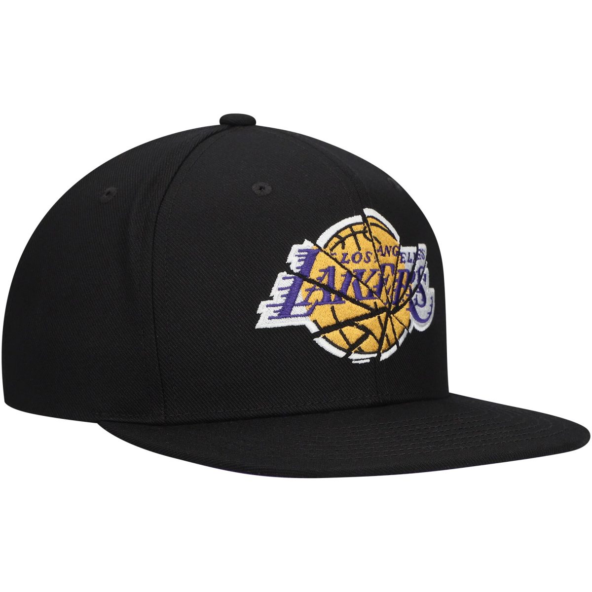 Official Los Angeles Lakers mens los angeles lakers mitchell  ness black shattered snapback hat | Lakers Shop