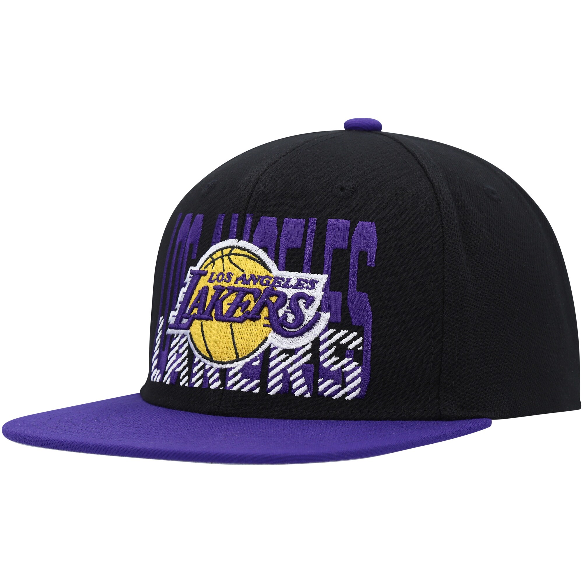 Official Los Angeles Lakers mens los angeles lakers mitchell  ness black soul cross check snapback | Lakers Shop